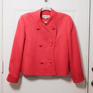 Vintage 1990s Christian Dior Suit Jacket Red/Orange - Size 12